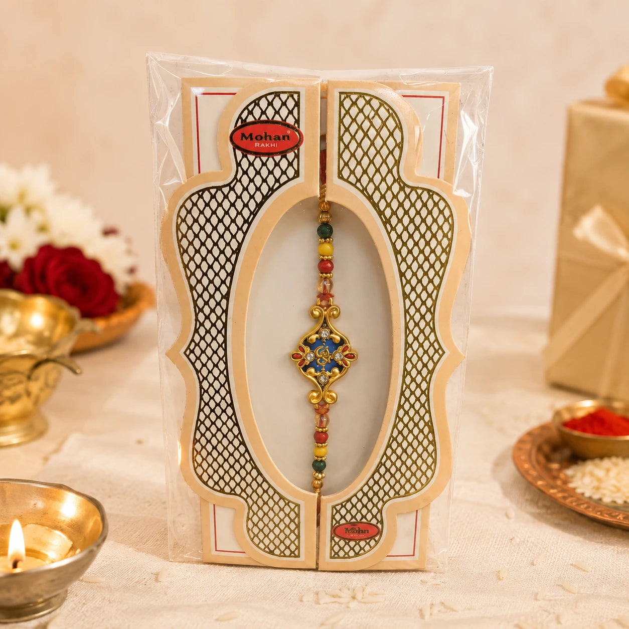 Royal Heritage Blue Enamel Designer Rakhi