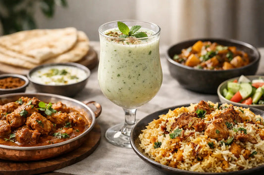 Borhani bij biryani en curry thuis serveren