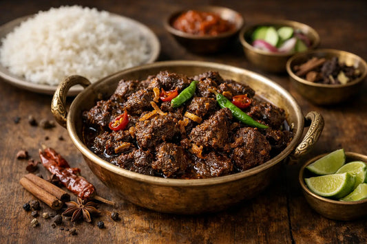 Kalabhuna (কালা ভুনা) met diepe Bengaalse smaak