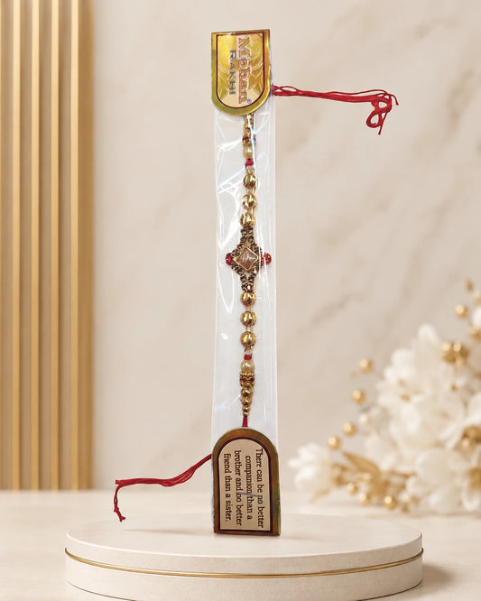 Imperial Diamond Motif Gold Rakhi