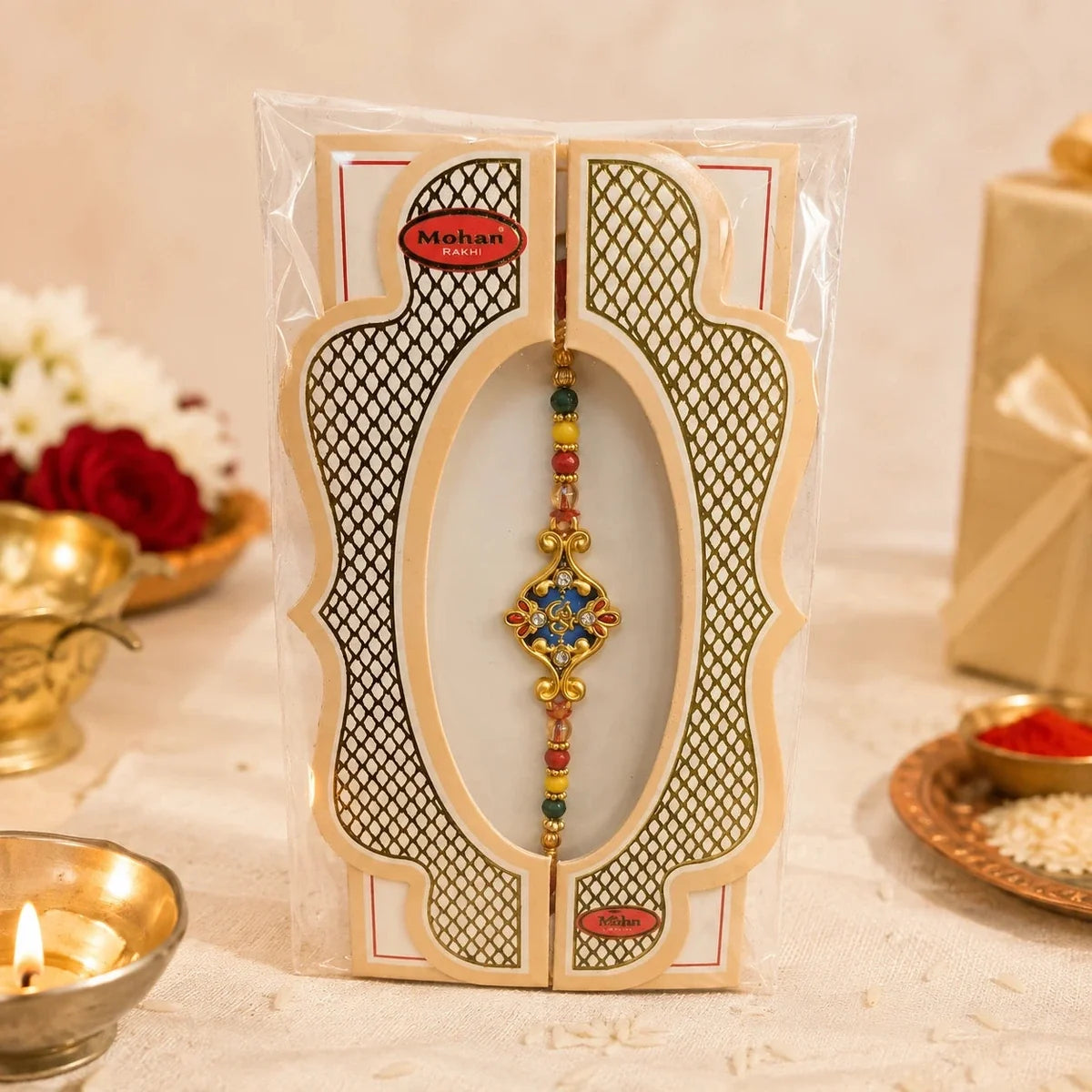 Royal Heritage Blue Enamel Designer Rakhi
