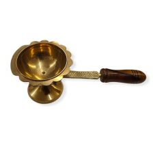 Brass Deepak Aarti Wooden Handle Small